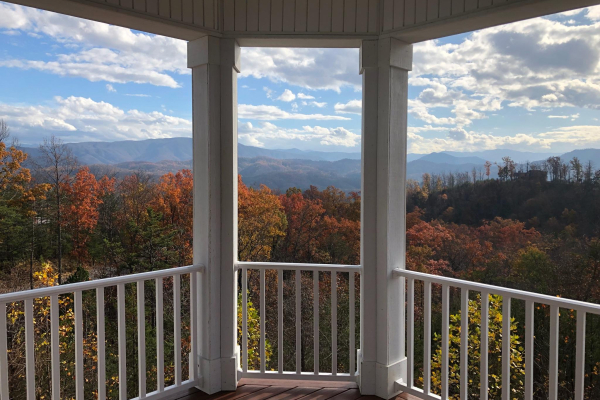 Fall colors viewed on the deck at Summit Glory, a 5 bedroom cabin rental located in Pigeon Forge