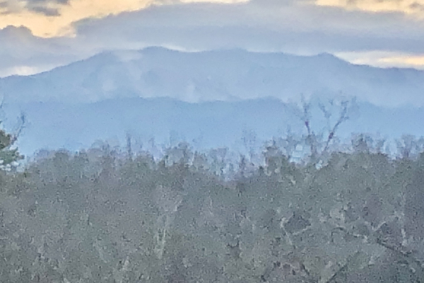 View of the mountain with snow at LeConte View Lodge, a 3 bedroom cabin rental located in Pigeon Forge