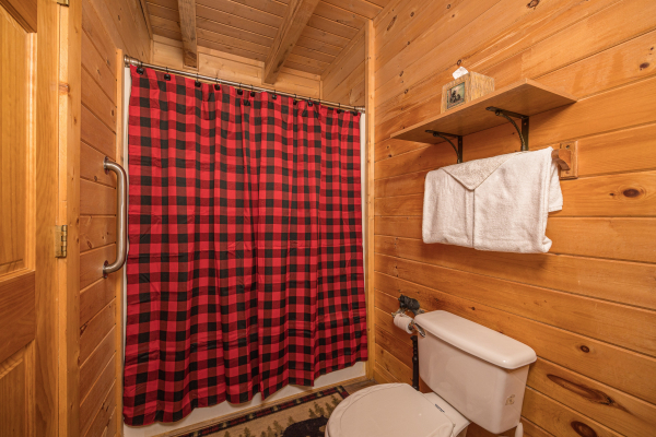 Shower at Eagle's Bluff, a 2 bedroom cabin rental located in Douglas lake