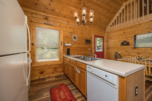 Kitchen counter and appliances at Eagle's Bluff, a 2 bedroom cabin rental located in douglas lake