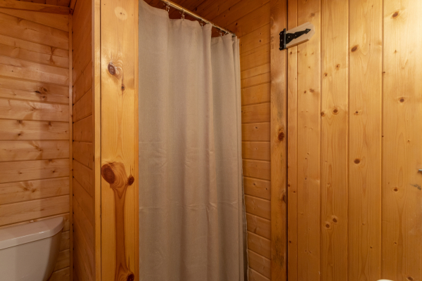 Bathroom with a shower at Lazy Mountain Retreat, a 1 bedroom cabin rental located in Gatlinburg