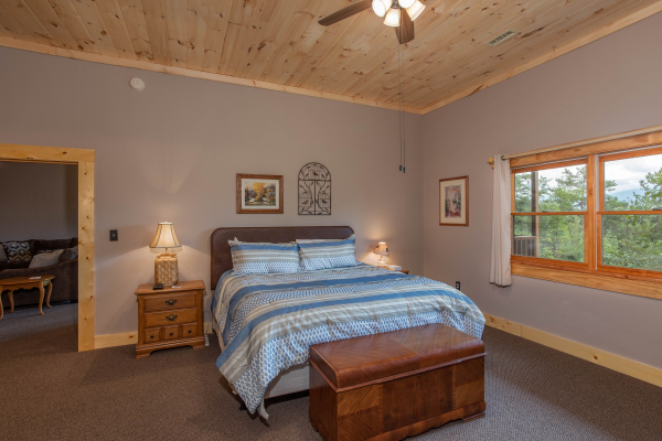 Bedroom on the lower level at I Do Love Views, a 3 bedroom cabin rental located in Pigeon Forge