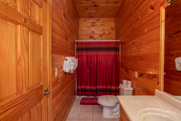 Bathroom at Cabin Fever, a 4-bedroom cabin rental located in Pigeon Forge