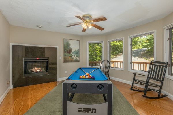 Pool table at Into the Woods, a 3 bedroom cabin rental located in Pigeon Forge