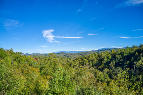 Treetop views from Great View Lodge, a 5-bedroom cabin rental located in Pigeon Forge