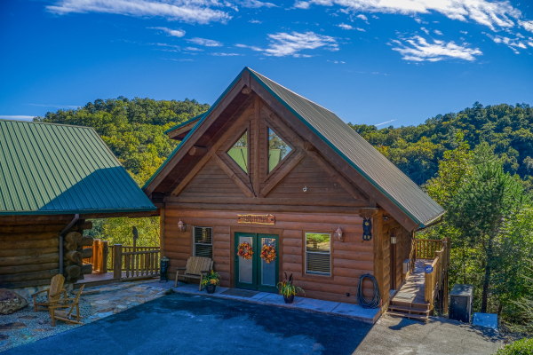 Separate game room from the driveway at Great View Lodge, a 5-bedroom cabin rental located in Pigeon Forge