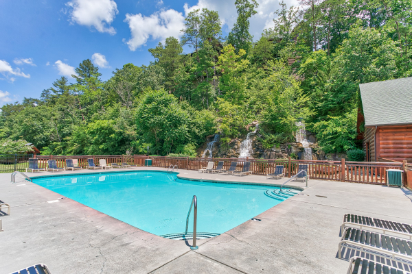 Outdoor pool at Bears Eye View, a 2-bedroom cabin rental located in Pigeon Forge