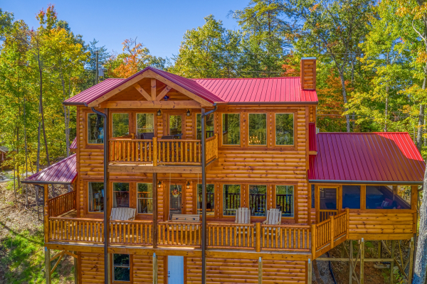 Looking back at the cabin at Panorama, a 2 bedroom cabin rental located in Pigeon Forge