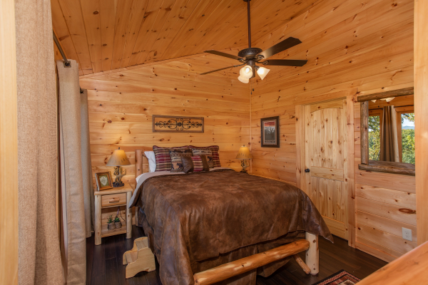 Loft bedroom at Panorama, a 2 bedroom cabin rental located in Pigeon Forge