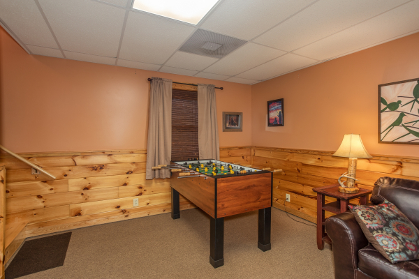 Foosball table in the game room at Granny D's, a 2 bedroom cabin rental located in Pigeon Forge