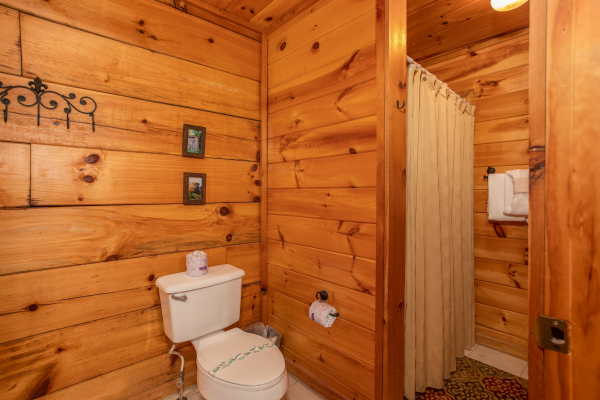Bathroom with a tub and shower at Granny D's, a 2 bedroom cabin rental located in Pigeon Forge
