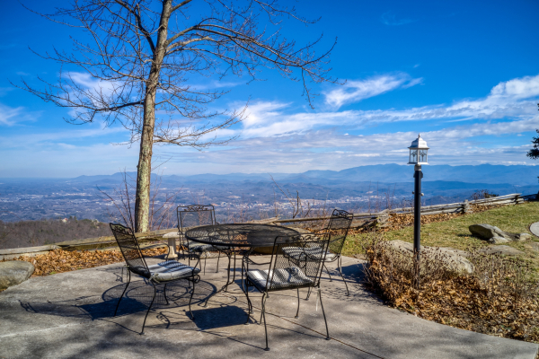 Patio dining for four at Best View Ever! A 5 bedroom cabin rental in Pigeon Forge