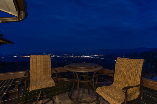 Pigeon Forge city lights from the upper deck at Best View Ever! A 5 bedroom cabin rental located in Pigeon Forge