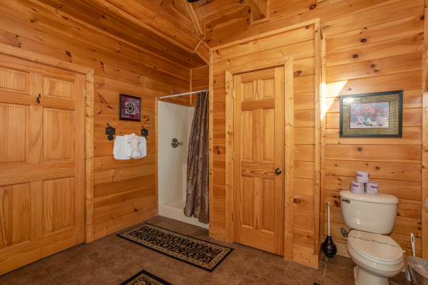 Shower stall in the loft bathroom at Better View, a 4 bedroom cabin rental located in Pigeon Forge