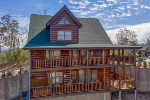 Looking back at the cabin at Better View, a 4 bedroom cabin rental located in Pigeon Forge