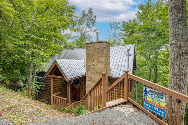 Chimney view at Fowl Play, a 1 bedroom cabin rental located in Pigeon Forge