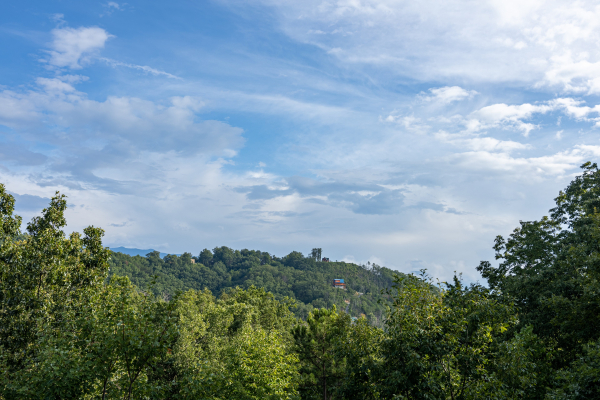 Treetop mountain views at Bearing Views, a 3 bedroom cabin rental located in Pigeon Forge