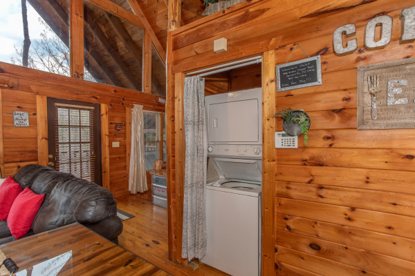 Laundry space at Woodland Chalet, a 1 bedroom cabin rental located in Pigeon Forge