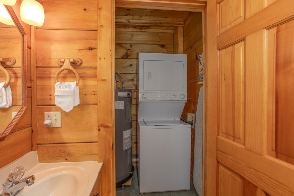 Washer and Dryer at The Nest, a 1 bedroom cabin rental located in pigeon forge