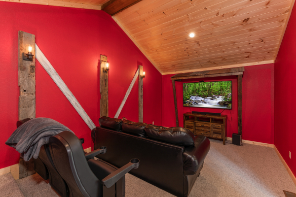 Theater room at Sawmill Springs, a 3 bedroom rental cabin in Pigeon Forge