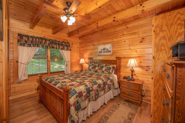 Bedroom with a full bed at Grand View, a 3 bedroom cabin rental located in Sevierville