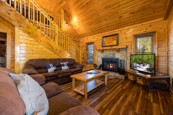 Living Room Seating at Top Of The Way, a 2 bedroom cabin rental located in pigeon forge