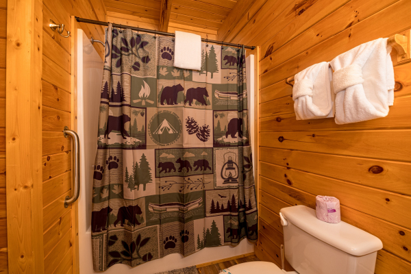 Bathroom at Top Of The Way, a 2 bedroom cabin rental located in pigeon forge