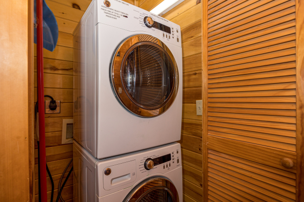 Washer and dryer at Top Of The Way, a 2 bedroom cabin rental located in pigeon forge