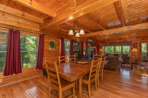 Dining table with seating for six at Majestic Mountain, a 4 bedroom cabin rental located in Pigeon Forge