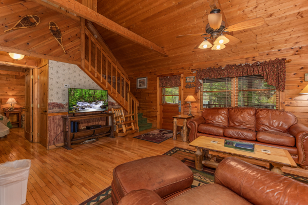 TV in the living room at Yes, Deer, a 2 bedroom cabin rental located in Pigeon Forge