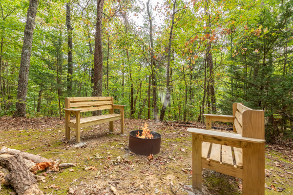 Firepit in the yard at Yes, Deer, a 2 bedroom cabin rental located in Pigeon Forge