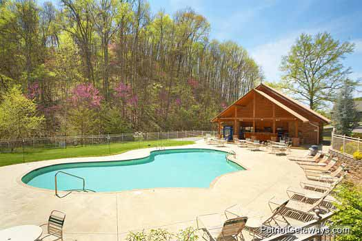 Pool access for guests at Logged Inn, a 3 bedroom cabin rental located in Pigeon Forge