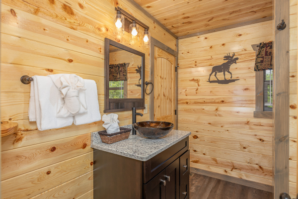 Custom sink at Alpine Adventure, a 4 bedroom cabin rental located in Pigeon Forge