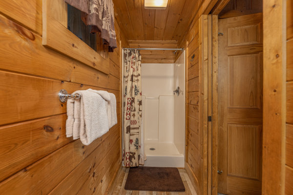 Shower stall at A Beary Nice Cabin, a 2 bedroom cabin rental located in Pigeon Forge