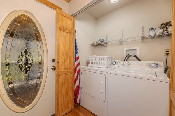 Washer and dryer at A Mountain Hyde-a Way, a 2 bedroom cabin rental located in Pigeon Forge