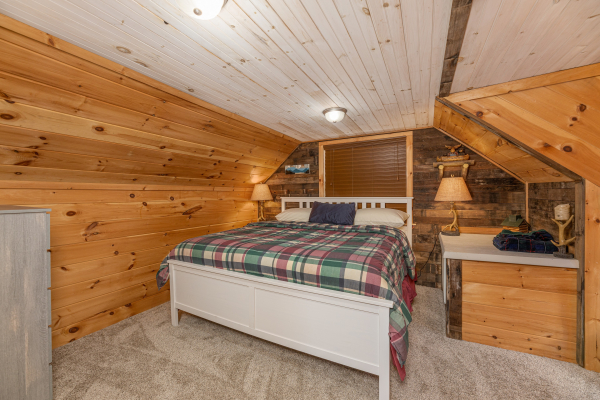 Bedroom in the loft at A Mountain Hyde-a Way, a 2 bedroom cabin rental located in Pigeon Forge
