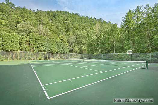 Tennis court use for guests at Hatcher Mountain Retreat a 2 bedroom cabin rental located in Pigeon Forge