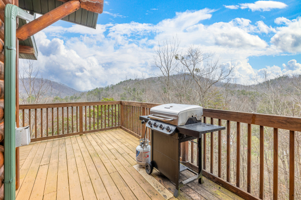 Grill on a deck at Smoky Mountain Escape, a 3 bedroom cabin rental located in Pigeon Forge