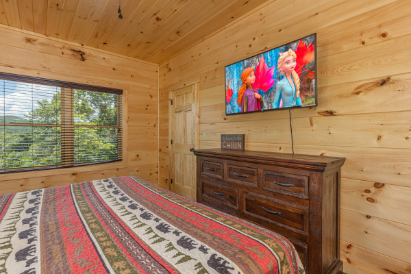 TV in king room at Heavenly Daze, a 4 bedroom cabin rental located in Pigeon Forge