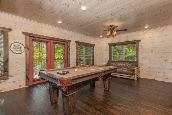 Pool table at Smoky Mountain Chalet, a 3 bedroom cabin rental located in Pigeon Forge