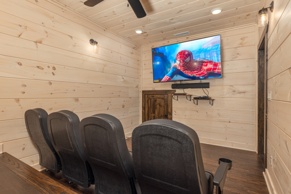 Home theater at Smoky Mountain Chalet, a 3 bedroom cabin rental located in Pigeon Forge