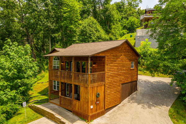 Exterior view of decks at High In The Smokies, a 2 bedroom cabin rental located in Gatlinburg