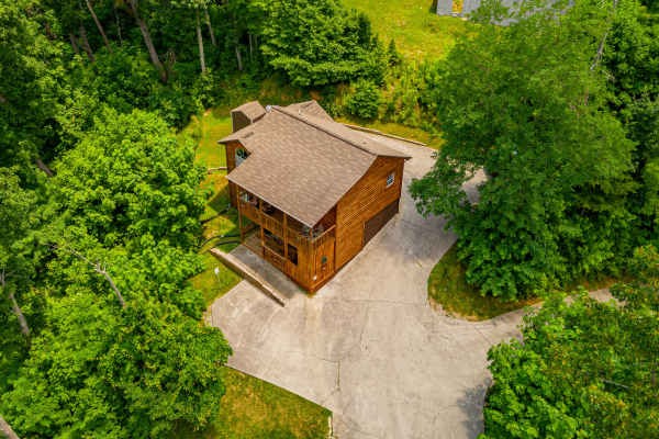 Exterior drone view at High In The Smokies, a 2 bedroom cabin rental located in Gatlinburg