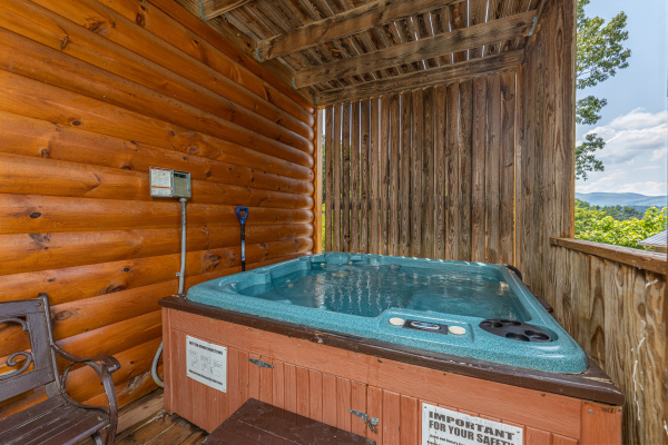 Hot Tub at High In The Smokies, a 2 bedroom cabin rental located in Gatlinburg
