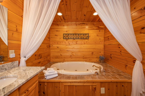 Jacuzzi at Eagle's Sunrise, a 2 bedroom cabin rental located in Pigeon Forge