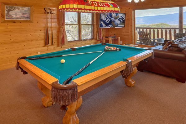 Pool table at Million Dollar View, a 2 bedroom cabin rental located in Pigeon Forge