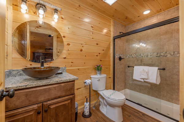 Additional upstairs bathroom at The One With The View, a 4 bedroom cabin rental located in Pigeon Forge