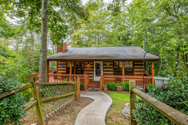 Exterior front view at Copper Owl, a 2 bedroom cabin rental located in Pigeon Forge