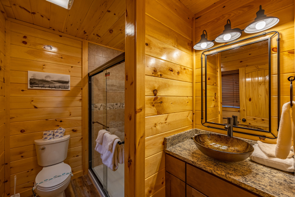 Bathroom at Creekside Dream, a 1 bedroom cabin rental located in Gatlinburg