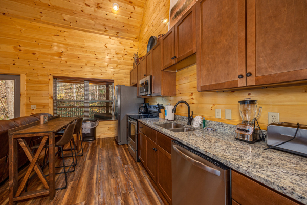Kitchen at Creekside Dream, a 1 bedroom cabin rental located in Gatlinburg